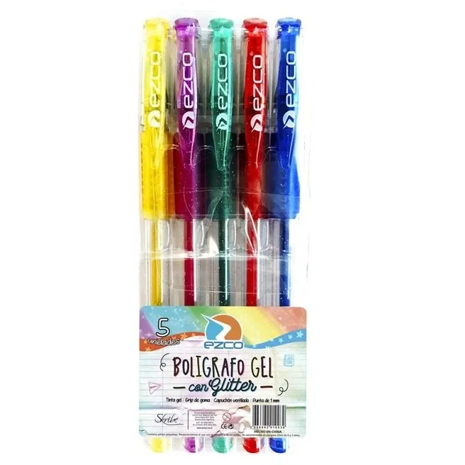 imagen de Lapicera Gel (packx5) GLITTER