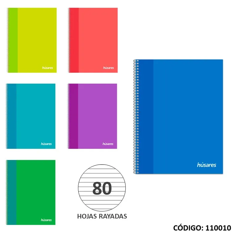 imagen de Cuaderno A4 Rayado x80h. HUSARES 70gr