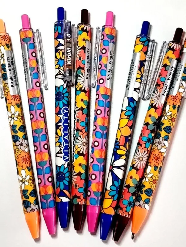 imagen de Boligrafo Retractil, Tinta Azul, Vitality Dibujo Flores (Surtido)