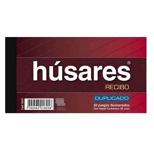 imagen de Recibo c/Duplicado 10*21 cm 50h Enumerados Husares