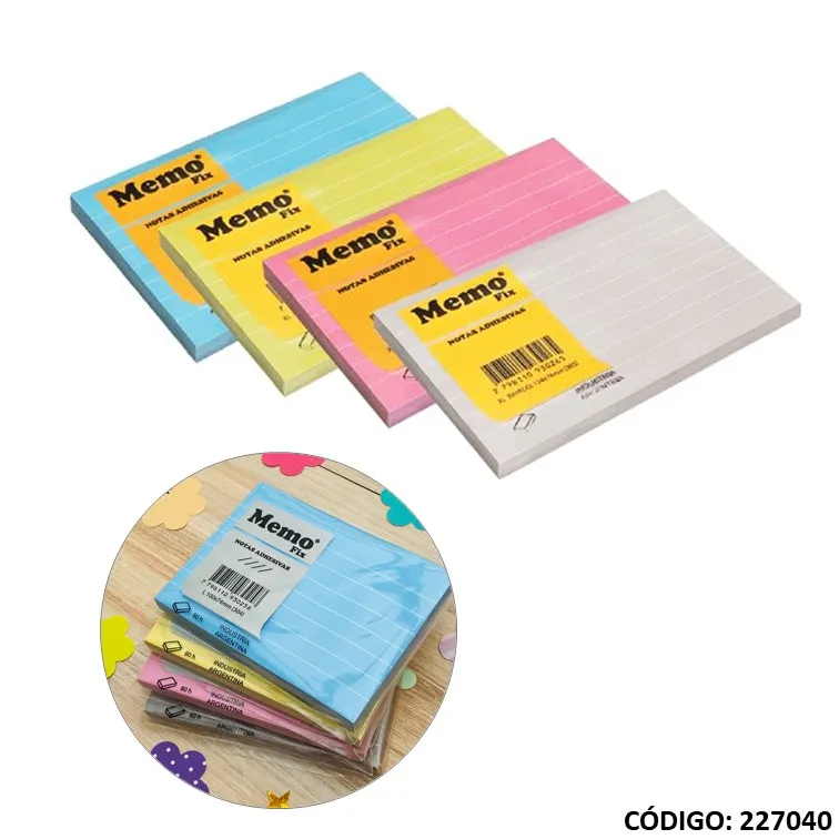 imagen de NOTA 100x75mm Rayada x80h. MEMO (Surtido)