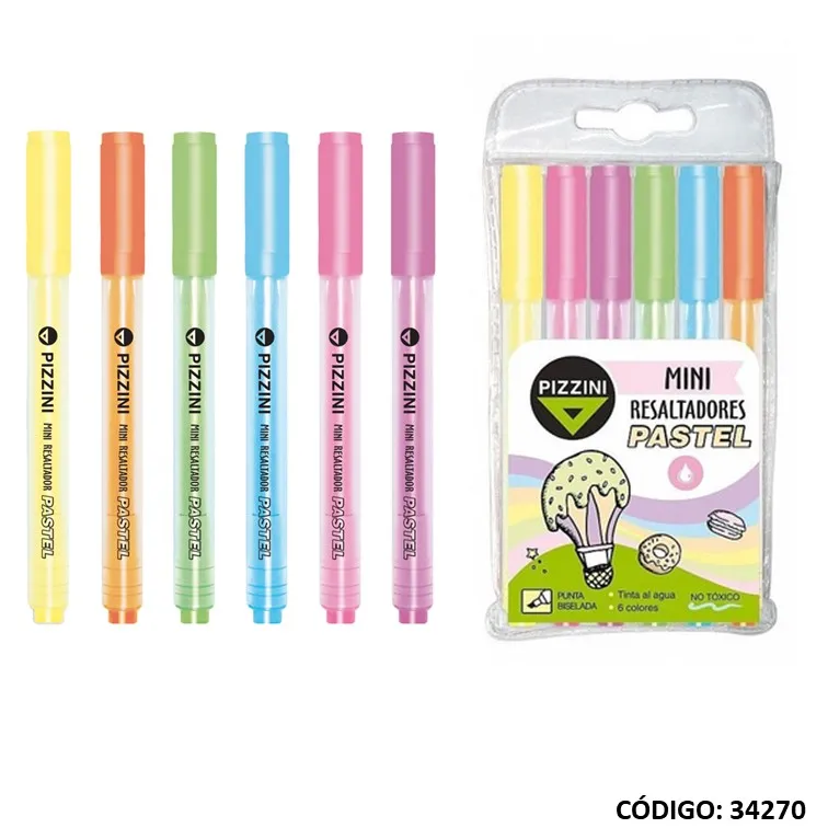 imagen de Resaltador PIZZINI MINI PASTEL x6u.