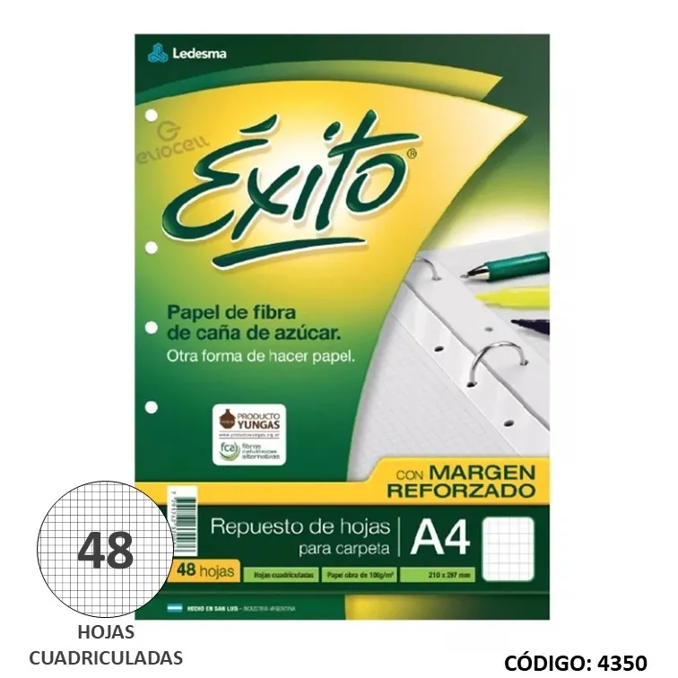 imagen de BlockA4 EXITO M/R Cuadriculado x48h