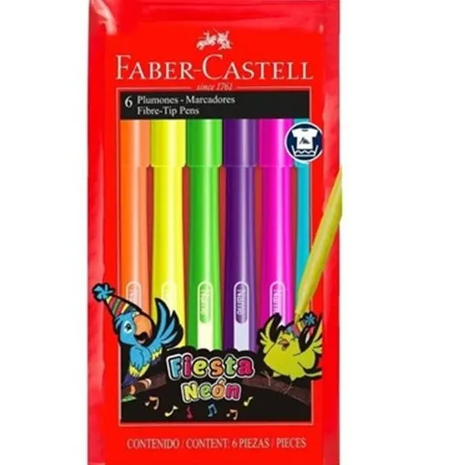 imagen de FIBRA FIESTA NEON x6u.  FABER CASTELL