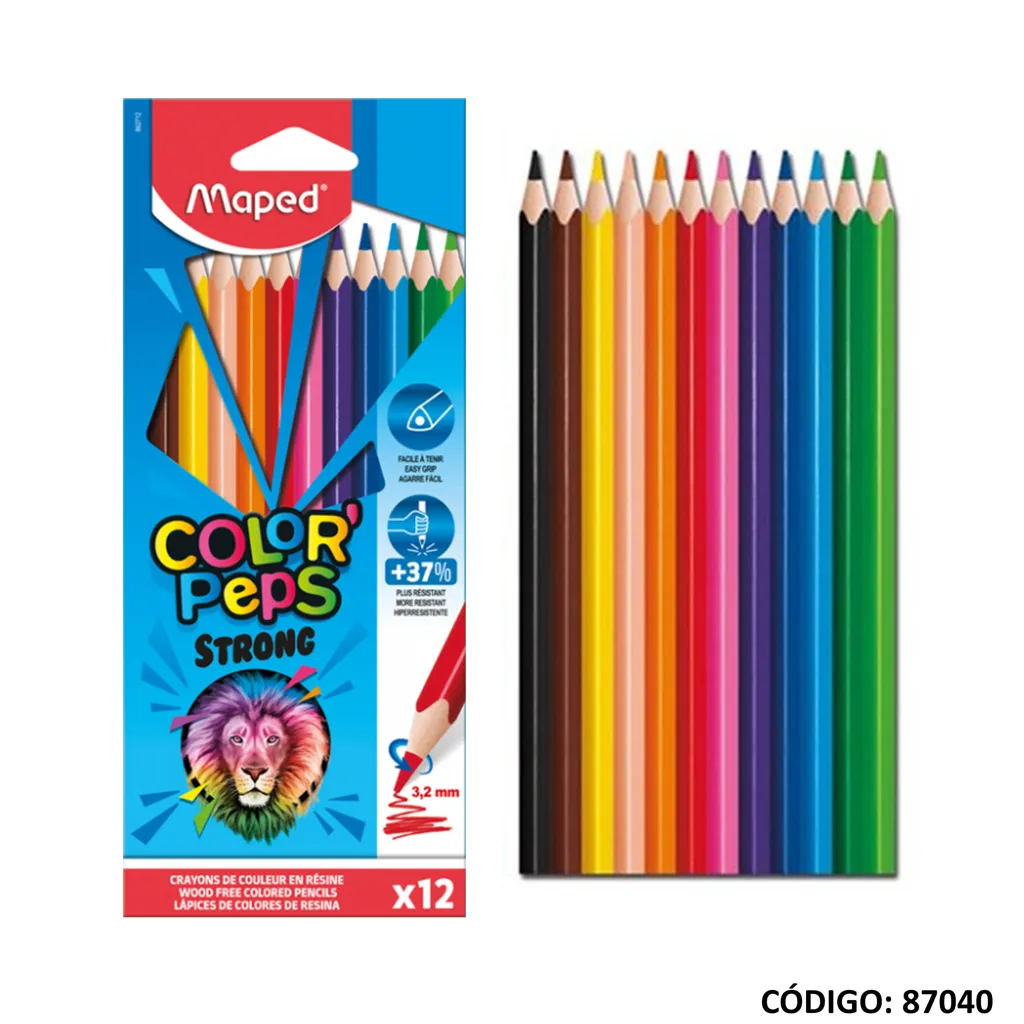 imagen de LAPIZ/COLOR STRONG x12 Largos MAPED