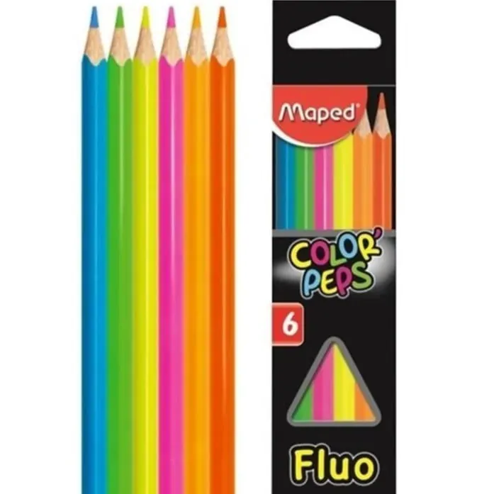 imagen de Lapiz Fluor x6, largos MAPED